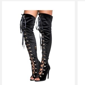 Cape Robbin Olga Over the Knee Lace up boots 7